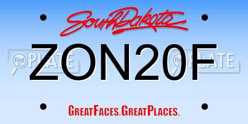 ZON20F South Dakota License Plate