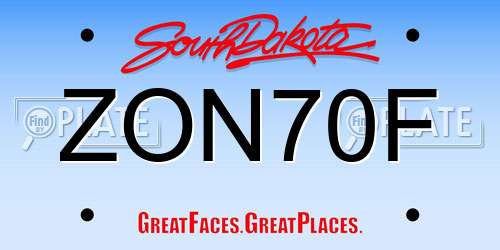 ZON70F South Dakota License Plate