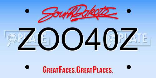 ZOO40Z South Dakota License Plate