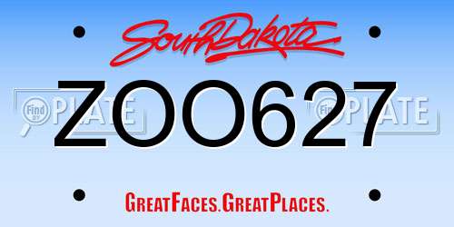 ZOO627 South Dakota License Plate