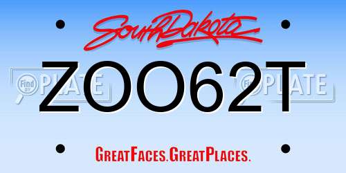 ZOO62T South Dakota License Plate