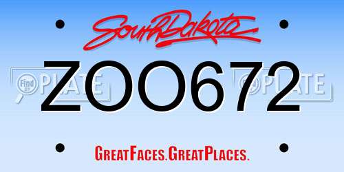 ZOO672 South Dakota License Plate