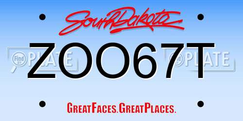 ZOO67T South Dakota License Plate