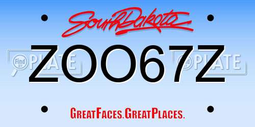 ZOO67Z South Dakota License Plate