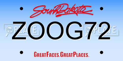 ZOOG72 South Dakota License Plate