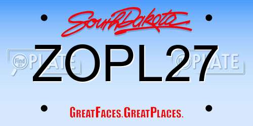 ZOPL27 South Dakota License Plate