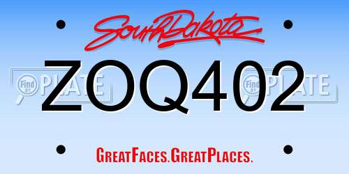 ZOQ402 South Dakota License Plate
