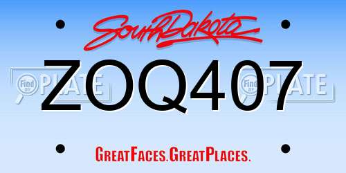 ZOQ407 South Dakota License Plate