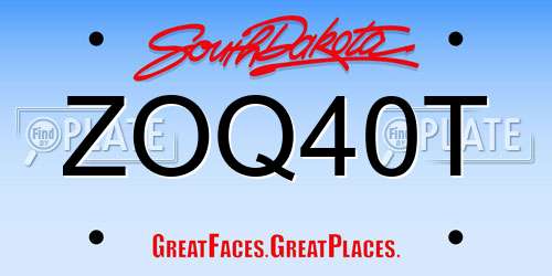 ZOQ40T South Dakota License Plate
