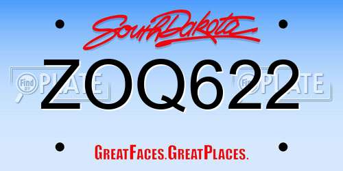 ZOQ622 South Dakota License Plate