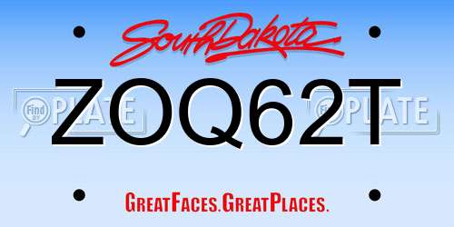 ZOQ62T South Dakota License Plate