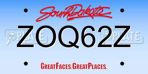 ZOQ62Z South Dakota License Plate