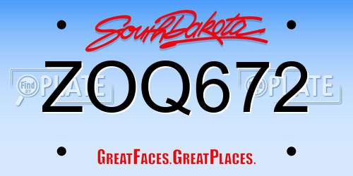 ZOQ672 South Dakota License Plate