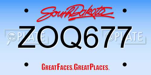 ZOQ677 South Dakota License Plate