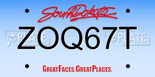 ZOQ67T South Dakota License Plate