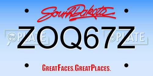 ZOQ67Z South Dakota License Plate