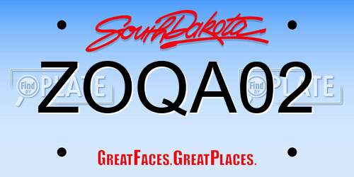 ZOQA02 South Dakota License Plate