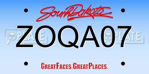 ZOQA07 South Dakota License Plate