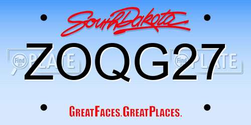 ZOQG27 South Dakota License Plate