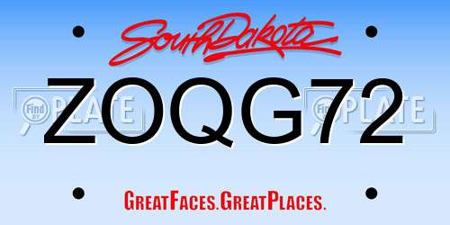 ZOQG72 South Dakota License Plate