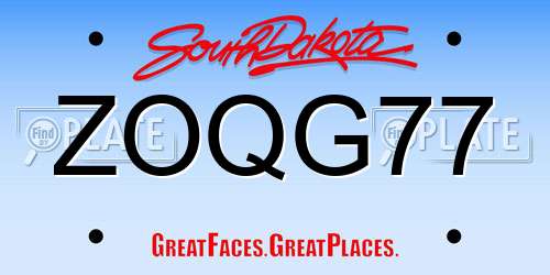 ZOQG77 South Dakota License Plate