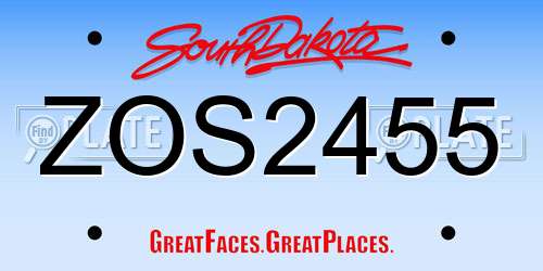 ZOS2455 South Dakota License Plate