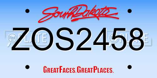 ZOS2458 South Dakota License Plate