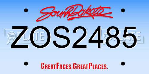 ZOS2485 South Dakota License Plate