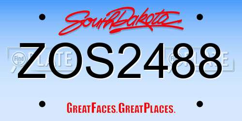 ZOS2488 South Dakota License Plate