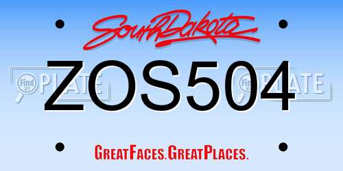 ZOS504 South Dakota License Plate