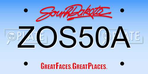 ZOS50A South Dakota License Plate