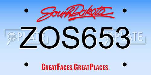 ZOS653 South Dakota License Plate
