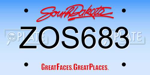 ZOS683 South Dakota License Plate