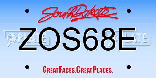 ZOS68E South Dakota License Plate