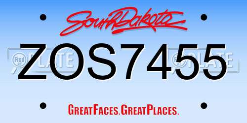 ZOS7455 South Dakota License Plate