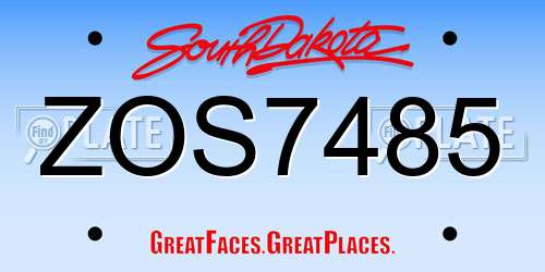 ZOS7485 South Dakota License Plate
