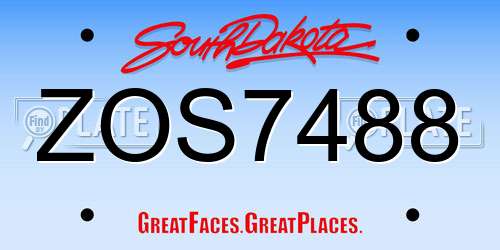 ZOS7488 South Dakota License Plate