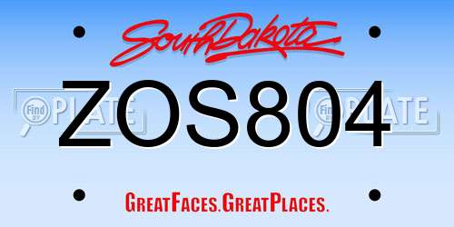 ZOS804 South Dakota License Plate