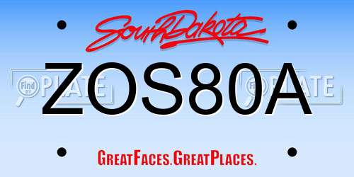ZOS80A South Dakota License Plate