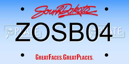 ZOSB04 South Dakota License Plate
