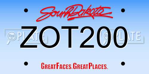 ZOT200 South Dakota License Plate
