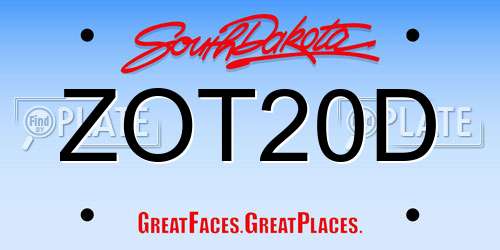 ZOT20D South Dakota License Plate
