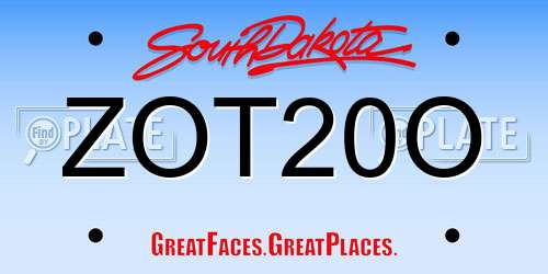 ZOT20O South Dakota License Plate