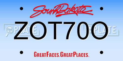 ZOT70O South Dakota License Plate