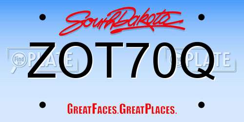 ZOT70Q South Dakota License Plate