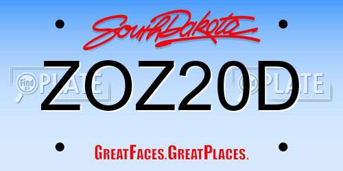 ZOZ20D South Dakota License Plate