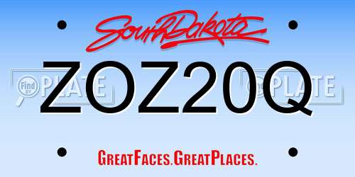 ZOZ20Q South Dakota License Plate
