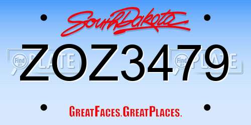 ZOZ3479 South Dakota License Plate