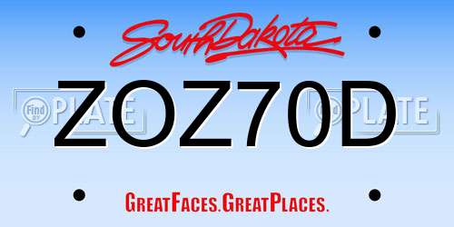 ZOZ70D South Dakota License Plate