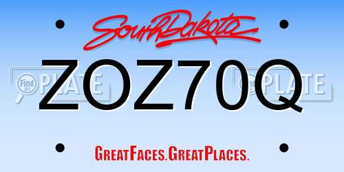 ZOZ70Q South Dakota License Plate